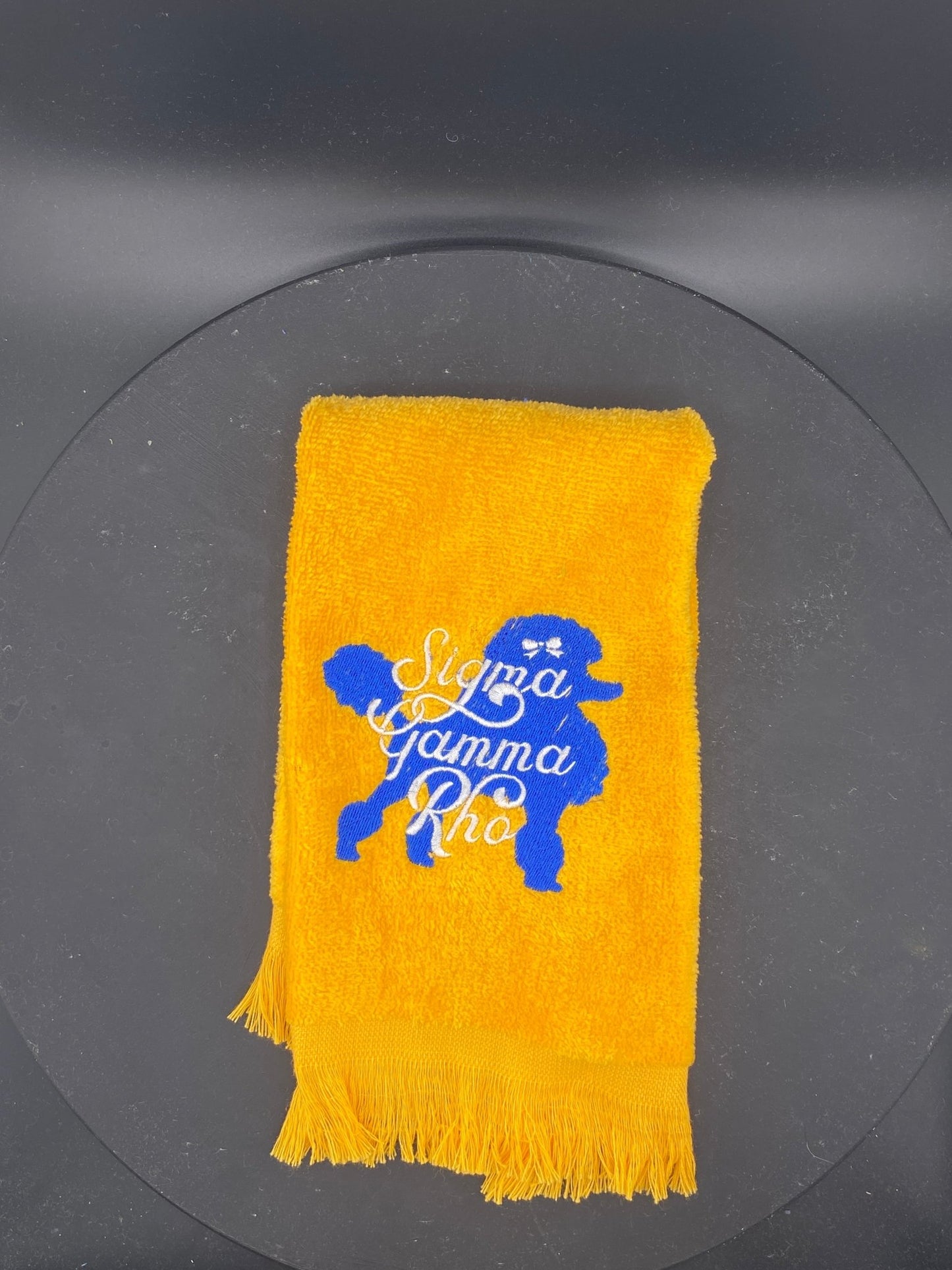 Sigma Gamma Rho Poodle Towel ā Custom Embroidered Mascot - West & Remount Custom Apparel