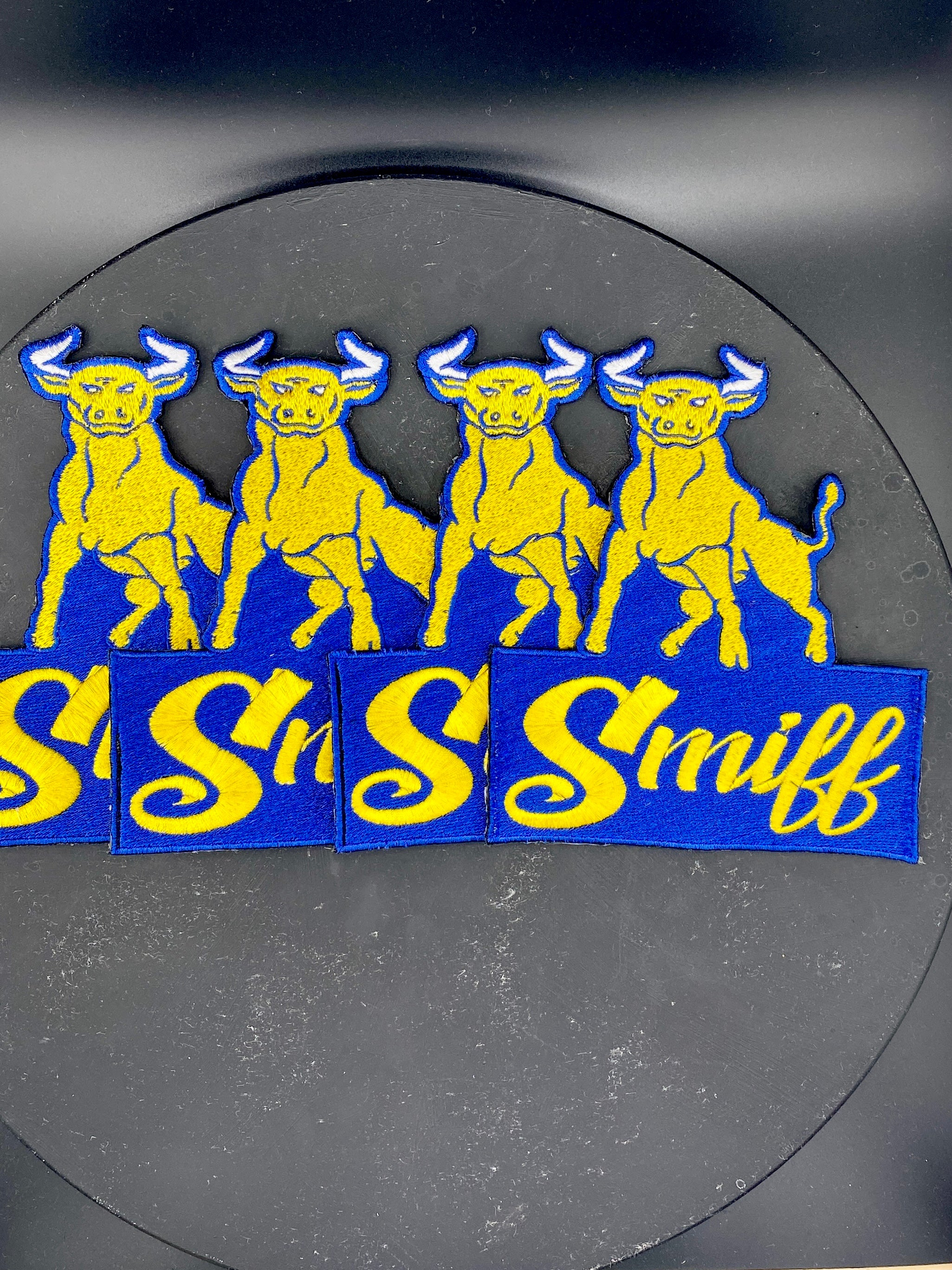 Johnson C. Smith University "Smiff" patch with the golden bull and the colloquial pronunciation.