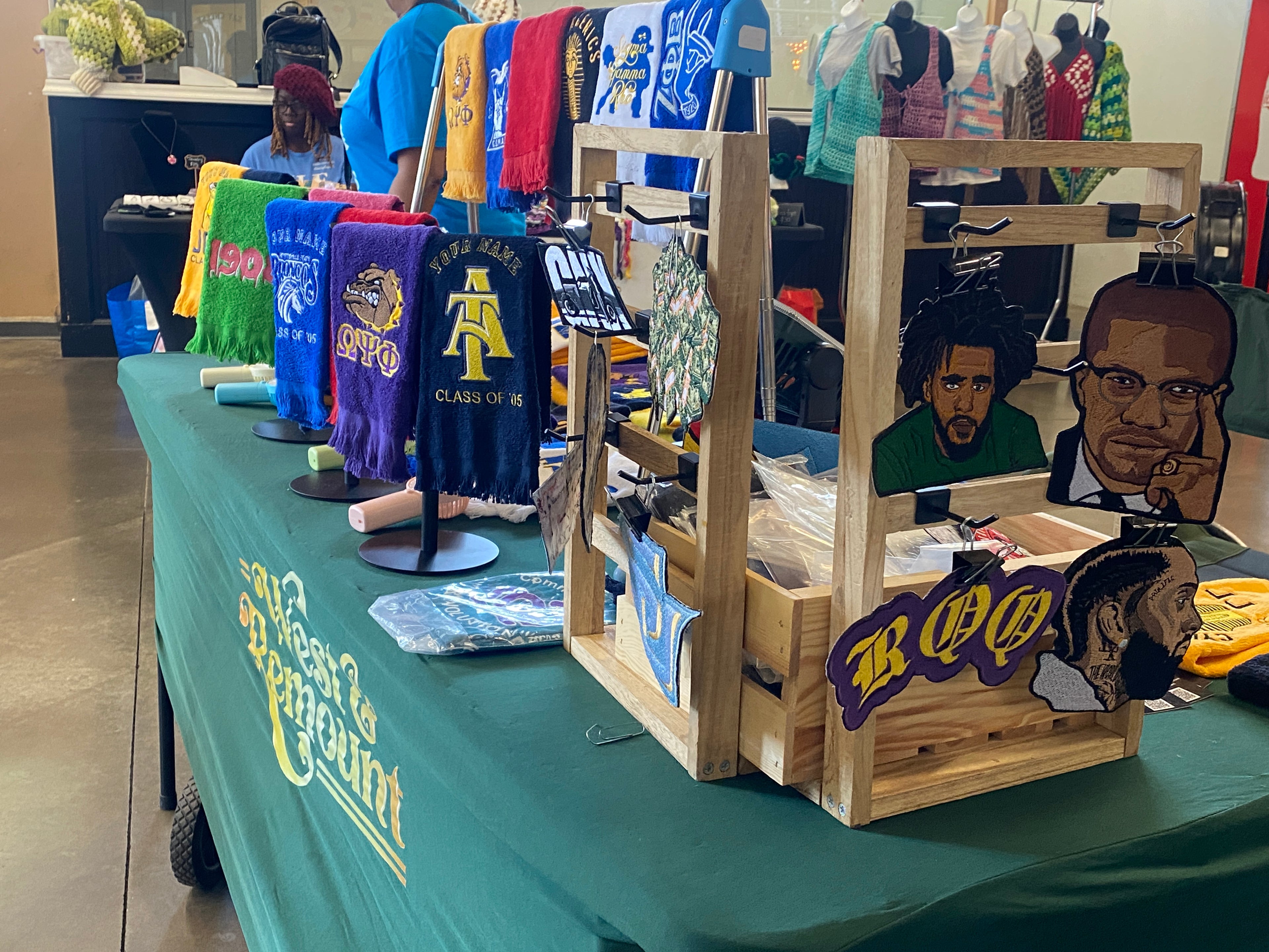 West & Remount Custom Apparel in-person vending setup. 