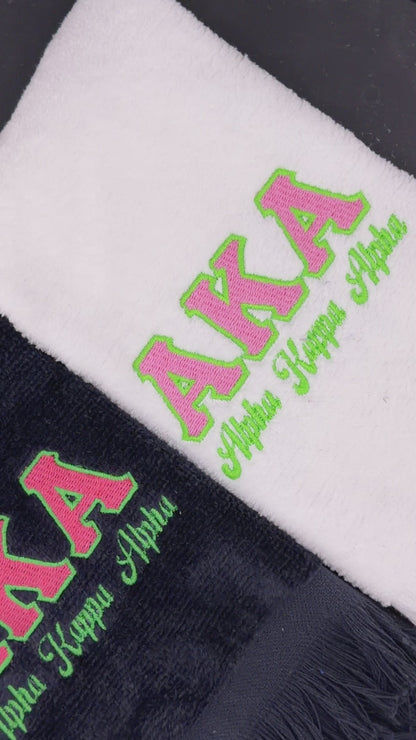 Alpha Kappa Alpha Letters Series Embroidered Towel