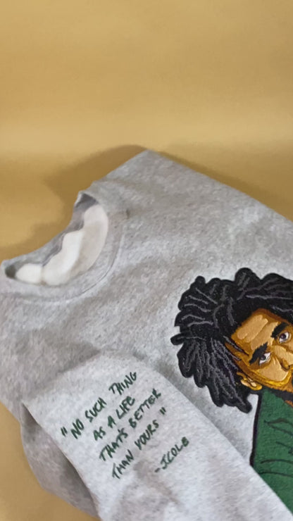 J. Cole Tribute No Such Thing Embroidered Sweatshirt With Quote on Sleeve